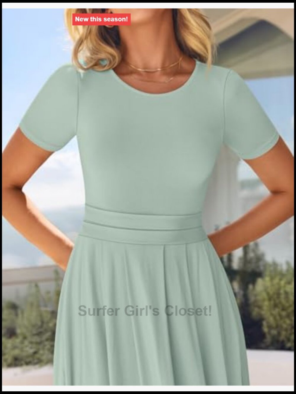 Flowy High Waist Midi A-Line Short Sleeve Maxi Dress with Pockets - Picture 4 of 7